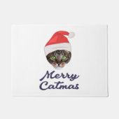 Merry Catmas, kerstkat Santa hat Invitation Deurmat (Voorkant)