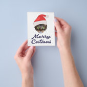 Merry Catmas, kerstkat Santa hat Invitation Flyer (Hand)