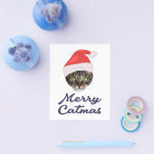 Merry Catmas, kerstkat Santa hat Invitation Flyer (Enkel)