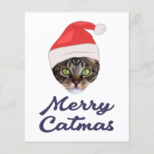 Merry Catmas, kerstkat Santa hat Invitation Flyer (Voorkant)