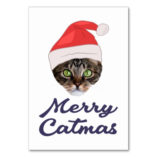 Merry Catmas, kerstkat Santa hat Invitation Kaart (Voorkant)