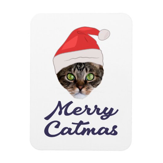 Merry Catmas, kerstkat Santa hat Invitation Magneet (Verticaal)