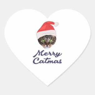 Merry Catmas, kerstkat Santa hat Invitation P Hart Sticker