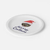 Merry Catmas, kerstkat Santa hat Invitation Papieren Bordje (Gekanteld)
