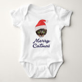 Merry Catmas, kerstkat Santa hat Invitation Romper (Voorkant)