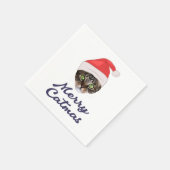 Merry Catmas, kerstkat Santa hat Invitation Servet (Hoek)