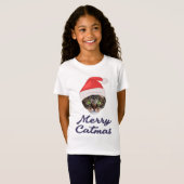 Merry Catmas, kerstkat Santa hat Invitation T-shirt (Voorkant volledig)