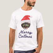 Merry Catmas, kerstkat Santa hat Invitation T-shirt (Voorkant)