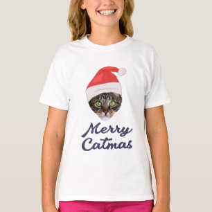 Merry Catmas, kerstkat Santa hat Invitation T-shirt