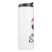 Merry Catmas, kerstkat Santa hat Invitation Thermosbeker (Gedraaid links)