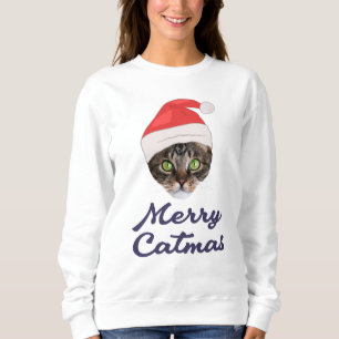 Merry Catmas, kerstkat Santa hat Invitation Trui