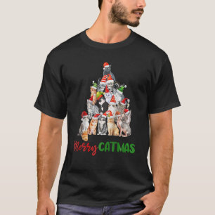 Merry Catmas Mannen Women Kinder Funny Cat Christm T-shirt