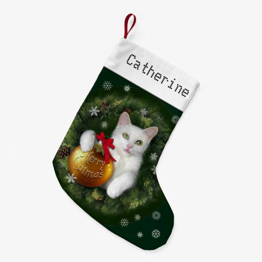 Merry Catmas met (of zonder) jouw naam Kleine Kerstsok (Voorkant (Hangend))