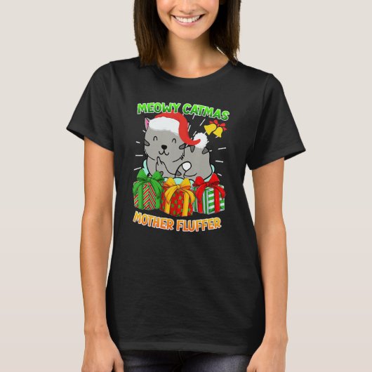 Merry Catmas Mother Fluffer Cat Owner Cats T-shirt (Voorkant)