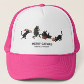 Merry Catmas Naughty Kitten Funny Christmas Hat Trucker Pet (Voorkant)