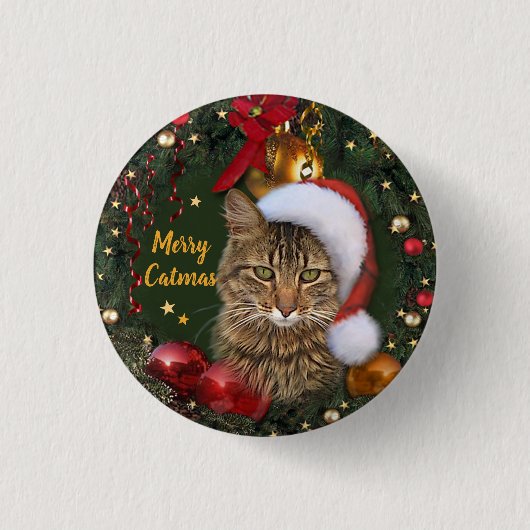 Merry Catmas Ronde Button 3,2 Cm (Voorkant)