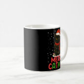 Merry Catmas Santa Hat Funny Black Cat Christmas W Koffiemok (Voorkant rechts)