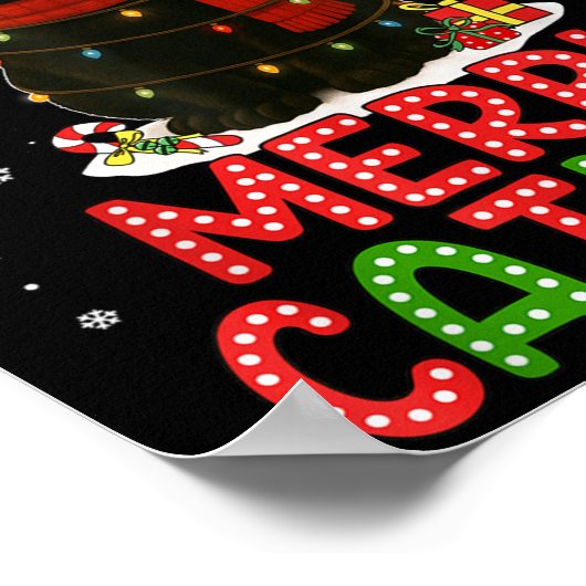 Merry Catmas Santa Hat Funny Black Cat Christmas W Poster (Hoek)