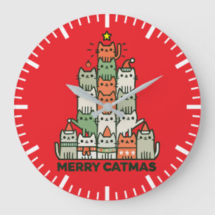 Merry Catmas Schattigee Kerstboom Vakantie Grote Klok