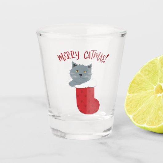 Merry Catmas Shot Glas (Voorkant)