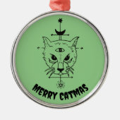 Merry Catmas Spooky Cat Lover Horror Metalen Ornament (Voorkant)