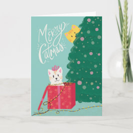 Merry Catmas vouwde kerstmis Wenskaart Kaart