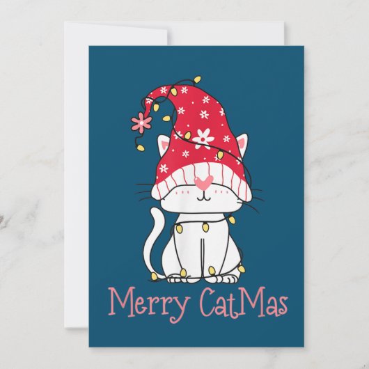 Merry Catmas Xmas Gift Funny Cute Gnomes Cat Kaart (Voorkant)