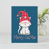 Merry Catmas Xmas Gift Funny Cute Gnomes Cat Kaart (Staand voorkant)