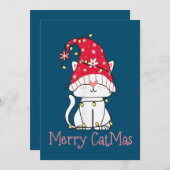 Merry Catmas Xmas Gift Funny Cute Gnomes Cat Kaart (Voorkant / Achterkant)