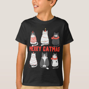 Merry Catmas Xmas Novelty Cat Lover Kerstmis Ligh T-shirt