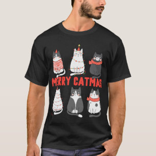Merry Catmas Xmas Novelty Cat Lover Kerstmis Ligh T-shirt
