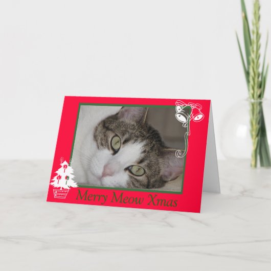 Merry Cat's Meow Kerstmis Feestdagen Kaart (Voorkant)