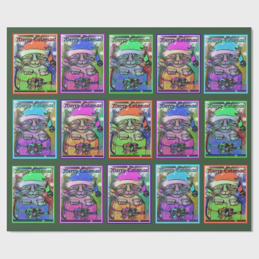 Merry Catsmas Cadeaupapier (Vlak)