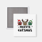Merry Catsmas Cat Mama Cat Christmas Cat Lover San Magneet (Voorkant / Achterkant)