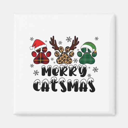 Merry Catsmas Cat Mama Cat Christmas Cat Lover San Magneet (Voorkant)