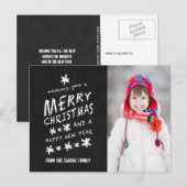 MERRY CHALKBOARD CHRISTMAS HOLIDAY PHOTO FEESTDAGENKAART (Voorkant / Achterkant)
