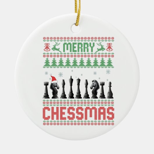Merry Chessmas Funny Chess - kerstfeest Ugly Sweat Keramisch Ornament (Voorkant)