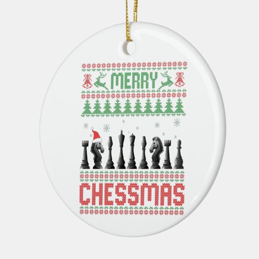 Merry Chessmas Funny Chess - kerstfeest Ugly Sweat Keramisch Ornament (Links)