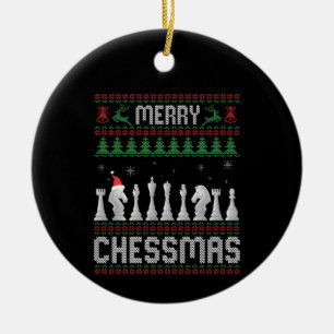 Merry Chessmas Funny Chess - kerstfeest Ugly Sweat Keramisch Ornament