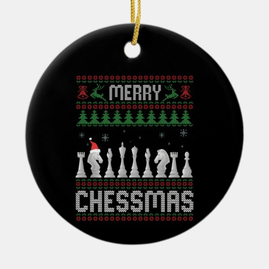 Merry Chessmas Funny Chess - kerstfeest Ugly Sweat Keramisch Ornament (Voorkant)