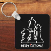 Merry Chessmas-schaakstukken spelen een spel met e Sleutelhanger (Voorkant)
