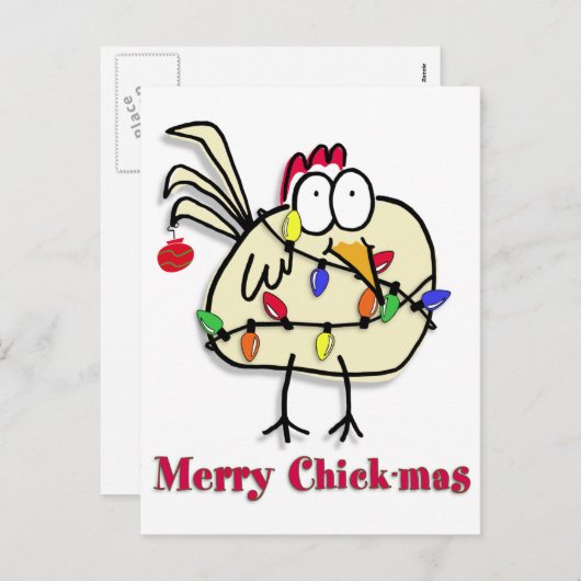 Merry Chick.mas Fun Feestdagenkaart (Voorkant / Achterkant)