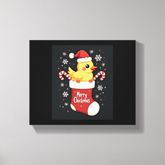 Merry Chickmas Chicken Canvas Afdruk (Voorkant)