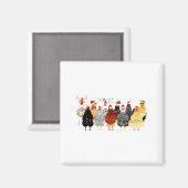 Merry Chickmas Chicken Christmas Ornament Lights S Magneet (Voorkant / Achterkant)