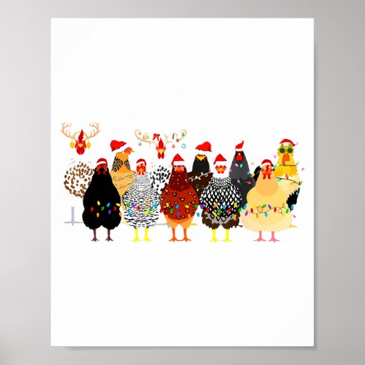 Merry Chickmas Chicken Christmas Ornament Lights S Poster (Voorkant)
