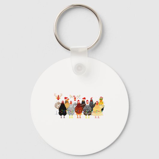 Merry Chickmas Chicken Christmas Ornament Lights S Sleutelhanger (Voorkant)