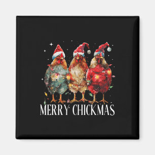 Merry Chickmas Chicken kerstlampjes Santa Hat Magneet