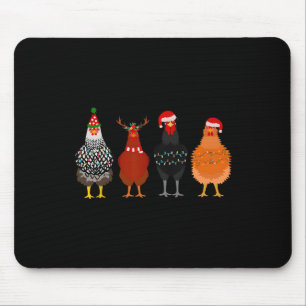 Merry Chickmas Chicken kerstlampjes Santa Hat Muismat
