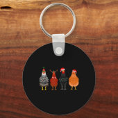 Merry Chickmas Chicken kerstlampjes Santa Hat Sleutelhanger (Voorkant)