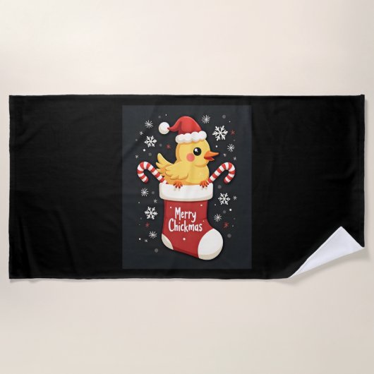 Merry Chickmas Chicken Strandlaken (Voorkant)